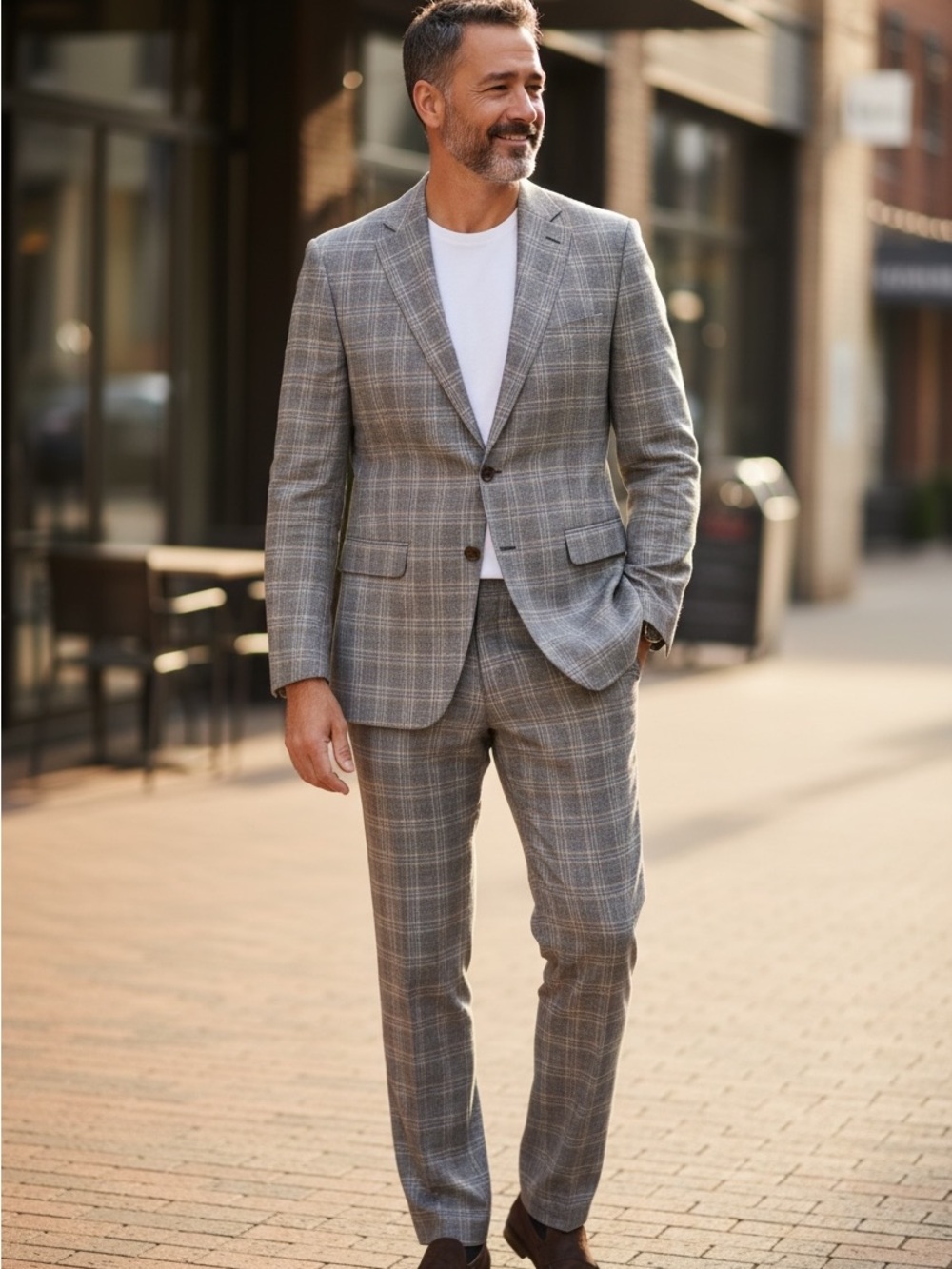 Ben Sherman 100% Wool Plaid 2 Button Suit 42R  - 34x31!